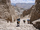 Mustang 01 02 Descending From Tsarang To Kali Gandaki River I decided to return on the east side of the Kali Gandaki Valley. The trail descends steeply down a rough rocky trail from Tsarang to the Kali Gandaki River.